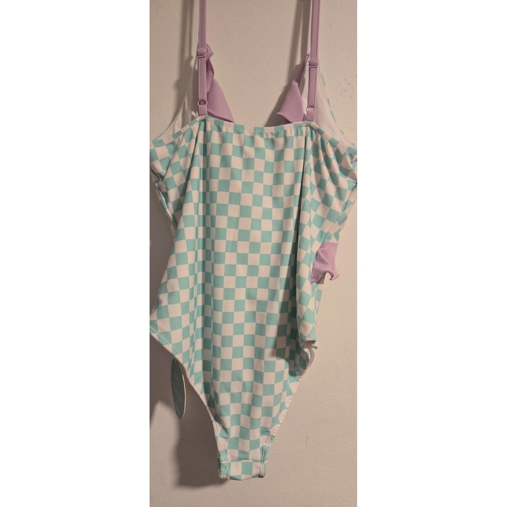 Caden Lane Swimsuit Checkered Ruffle One Piece - Size: M NWT - Picture 3 of 7